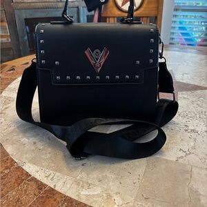 Valentino Orlandi Black Studded Crossbody Bag with matching pouch